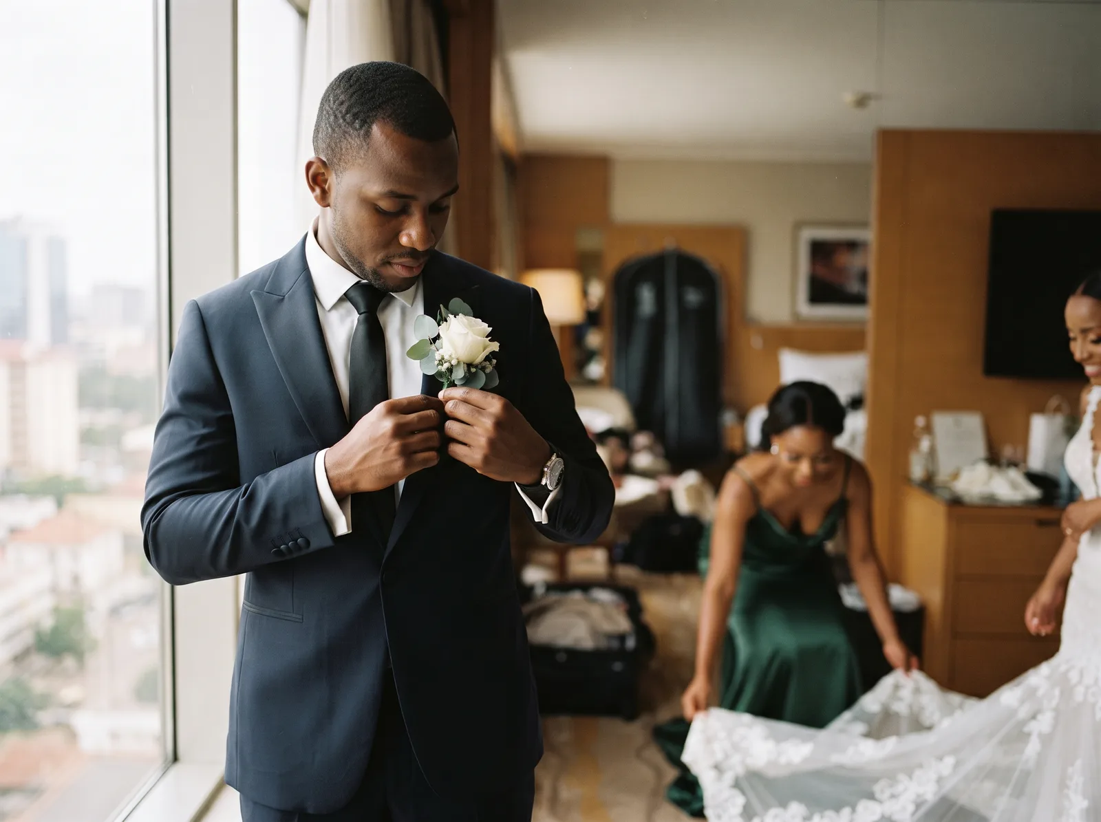 Casal em cerimónia de casamento durante a entrada — Luanda, Angola