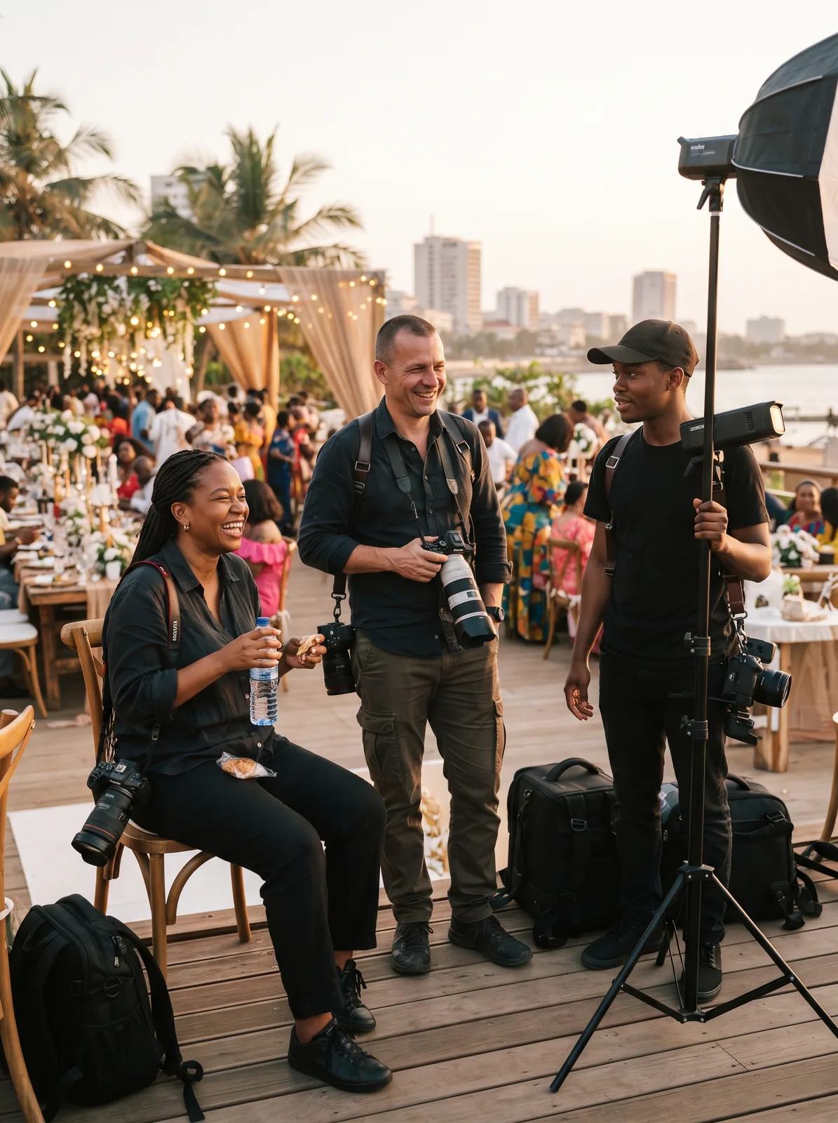 Equipa da GKM Estúdio em bastidores de um casamento