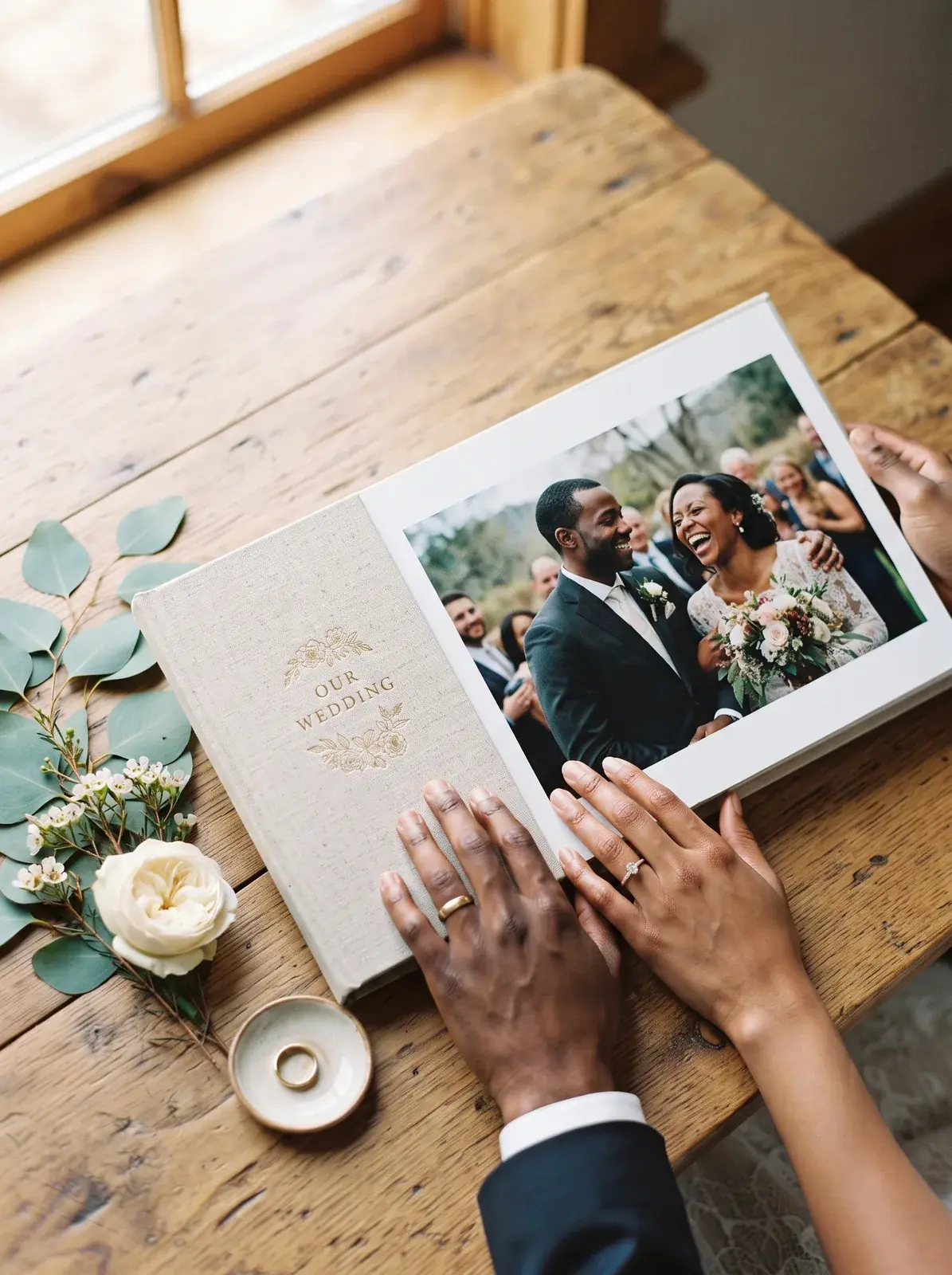 Álbum de casamento em capa rígida com impressão premium